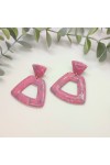 Σκουλαρίκια κρεμαστά πολυμερικού πηλού candy pink και μπλε μάρμαρο