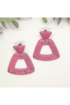 Σκουλαρίκια κρεμαστά πολυμερικού πηλού candy pink και μπλε μάρμαρο