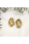 Καρφωτά σκουλαρίκια πολυμερικού πηλού ακανόνιστο σχήμα χρυσό με γκλιτερ
