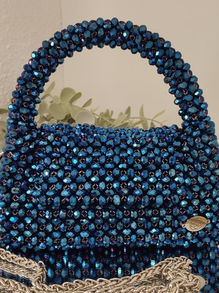 Κρυστάλλινο τσαντάκι ΚΝΟΤΤΥ μπλε ρουα χρώμα