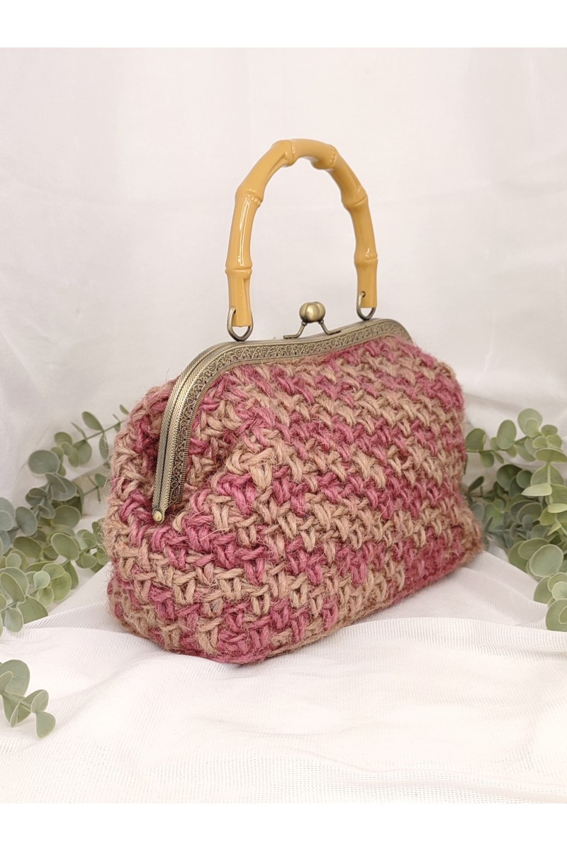 Τσάντα Vintage χρώμα Dusty Pink - Μπεζ