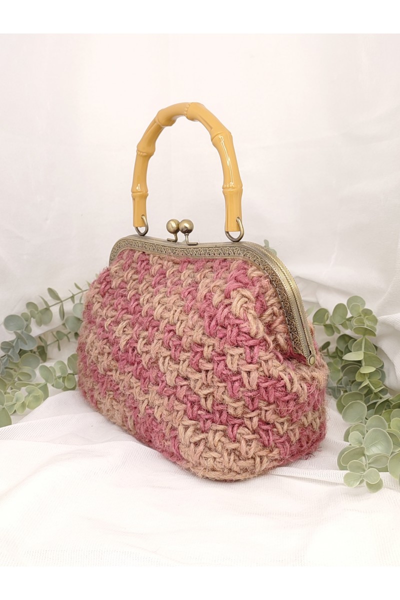 Τσάντα Vintage χρώμα Dusty Pink - Μπεζ