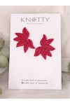 Καρφωτά σκουλαρίκια πολυμερικού πηλού κόκκινο λουλούδι